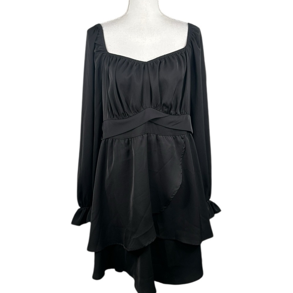 Black Whimsigoth Goth Gorpcore Grunge Renaissance Layered Midi Dress Size‎ 2XL